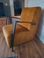 Okergele velours fauteuil van Pronto Wonen, Ophalen, 75 tot 100 cm, Zo goed als nieuw, Metaal