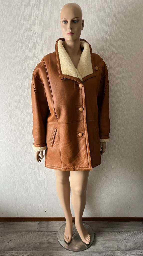 Prachtige vintage leren winterjas maat XL, Ophalen of Verzenden, Zo goed als nieuw, Maat 46/48 (XL) of groter, Bruin