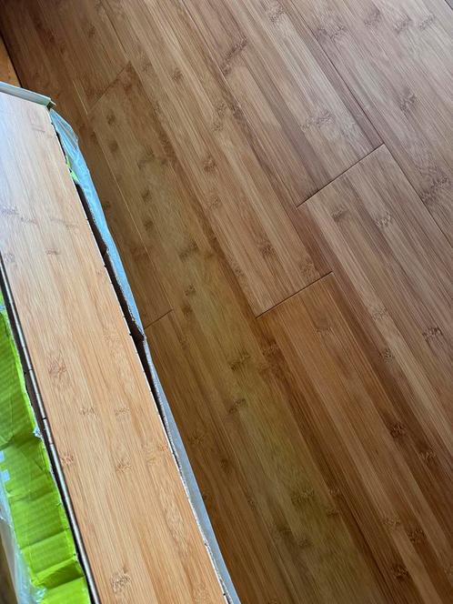 Mooi bamboe klikparket coffee nieuw ruim 6m2, Doe-het-zelf en Verbouw, Vloerdelen en Plavuizen, Zo goed als nieuw, Hout, 50 tot 150 cm