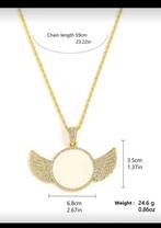 Gouden Ketting met Vleugels & Strass, Sieraden, Tassen en Uiterlijk, Kettingen, Overige materialen, Nieuw, Ophalen of Verzenden