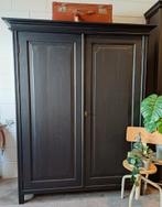 Vintage/Brocante zwarte kloosterkast, Landelijke houten kast, Ophalen of Verzenden