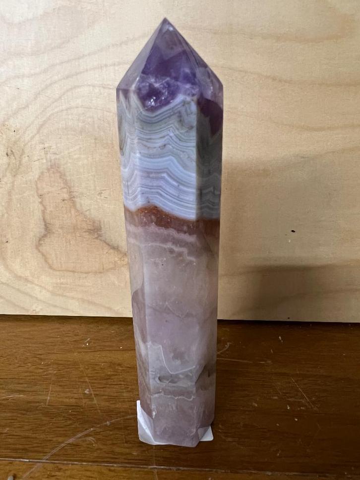 Agaat Amethist torens met prachtige structuren en kleuren, Verzamelen, Mineralen en Fossielen, Mineraal, Ophalen of Verzenden