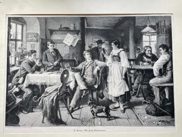 Prent E. Hader: Die erste Ferienreise 1899 beschikbaar voor biedingen