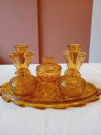Bagley Art Deco kaptafelset amber persglas, Antiek en Kunst, Antiek | Glas en Kristal, Ophalen of Verzenden