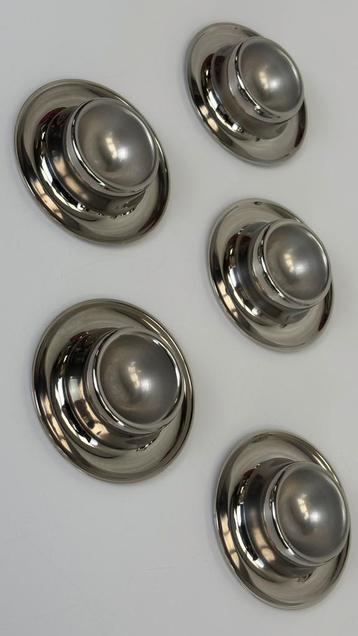 5 x RVS chromen eierdopjes set chroom beschikbaar voor biedingen