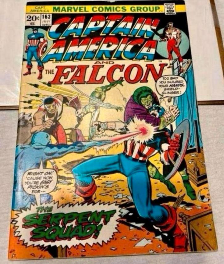 CAPTAIN AMERICA # 163 - 1973 SERPENT SQUAD - 1e Strip Comic, Boeken, Strips | Comics, Zo goed als nieuw, Eén comic, Amerika, Ophalen of Verzenden
