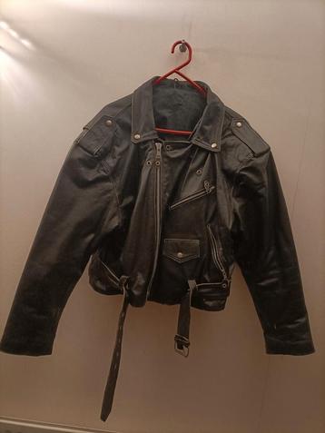 Supermooie zware kwaliteit, zwart leren jas L/XL rock gothic beschikbaar voor biedingen