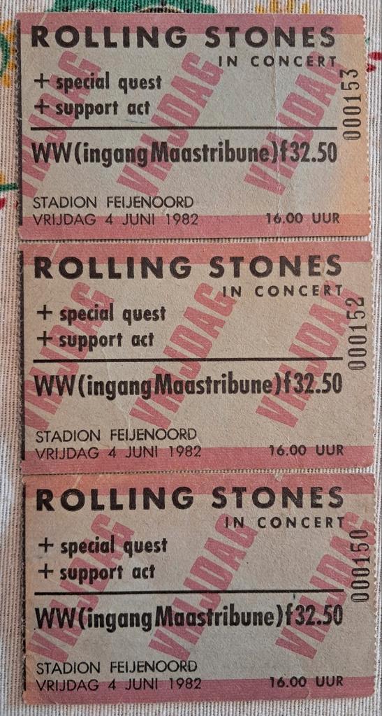 Tickets Rolling Stones 1982 + leaflet muziekkanaal Oor, Verzamelen, Muziek, Artiesten en Beroemdheden, Zo goed als nieuw, Overige typen