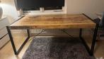 Houten eettafel met ijzeren poten industrieel, Ophalen, 50 tot 100 cm, Zo goed als nieuw, 150 tot 200 cm