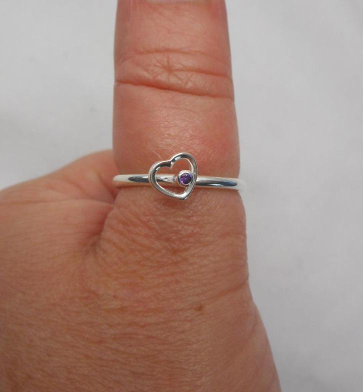 Zilveren stapelring met hartje maat 16.75 nr.421, Sieraden, Tassen en Uiterlijk, Ringen, Zo goed als nieuw, Dame, Kleiner dan 17