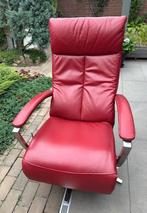 Draaifauteuil, Leer, Hukla, Huis en Inrichting, Fauteuils, Ophalen, 75 tot 100 cm, Zo goed als nieuw, Metaal