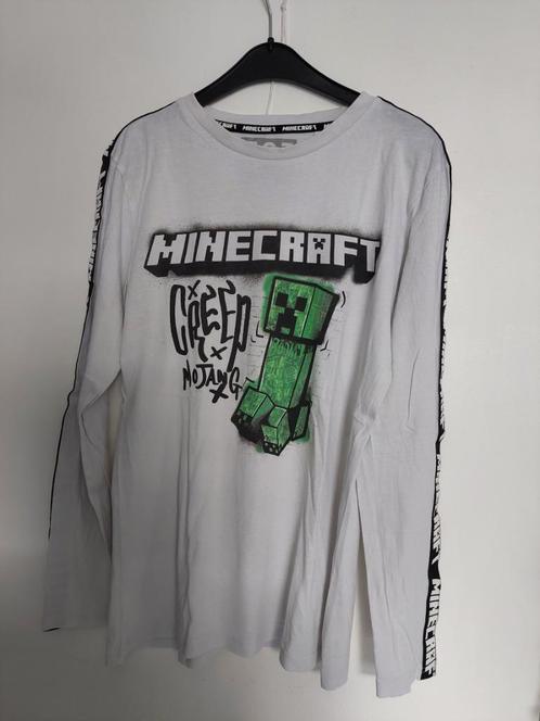 Longsleeve mt 158/164 (Minecraft) m.l.m.wit-zwart-groen GEBR, Kinderen en Baby's, Kinderkleding | Maat 158, Gebruikt, Jongen, Shirt of Longsleeve