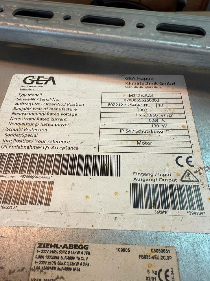 GEA Happel Luchtverwarming Unit 2 stuks, Zakelijke goederen, Machines en Bouw | Industrie en Techniek, Ophalen of Verzenden