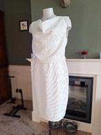 Donna Karan creme zwarte jurk 10 38 M waterval hals gratis v, Maat 38/40 (M), Wit, DKNY, Ophalen of Verzenden