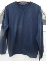 Klassieke donkerblauwe Tommy Hilfiger v hals trui valt als L, Ophalen, Maat 52/54 (L), Blauw, Tommy Hilfiger