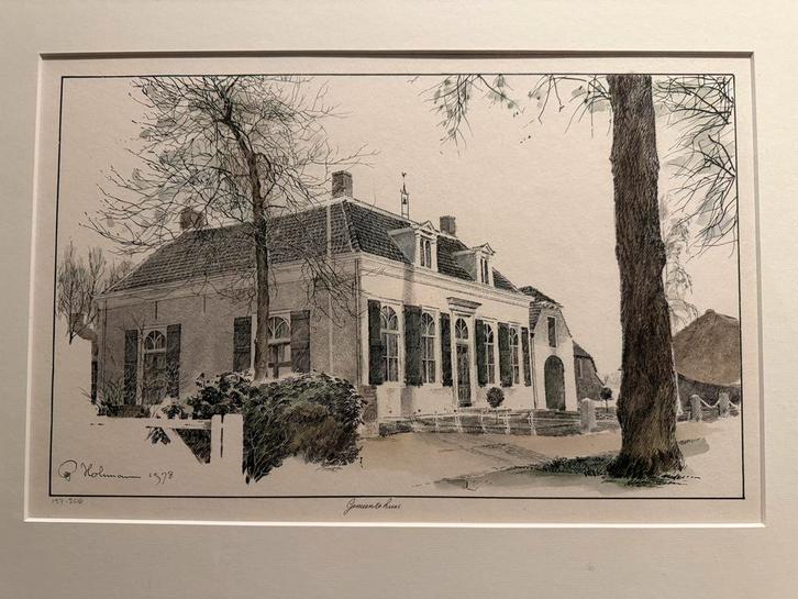 Twee Teteringen Litho’s: Gemeentehuis en Willibrorduskerk, Antiek en Kunst, Kunst | Etsen en Gravures, Ophalen