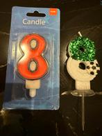 2 verjaardags kaarsen 8 jaar, Ophalen of Verzenden, Zo goed als nieuw, Versiering