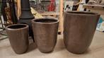 Nieuw grote metalen gemoffelde potten in 3 maten 4 kleuren., Tuin en Terras, Bloempotten, 40 cm of meer, Rond, Nieuw, Metaal