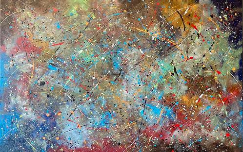 Valera- Kleurrijke abstract- Handgeschilderd- Uniek- XXL, Antiek en Kunst, Kunst | Schilderijen | Abstract, Ophalen of Verzenden