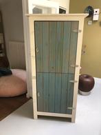 Houten kledingkast white wash met blauwe deuren, Ophalen, Gebruikt, Kast, 50 tot 70 cm