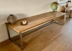 Massief eiken sidetable - salontafel - knutseltafel, Huis en Inrichting, Tafels | Sidetables, Ophalen, Gebruikt, Eikenhout, 200 cm of meer