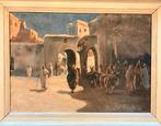 Olieverfschilderij Oosters tafereel East Market scene, Antiek en Kunst, Kunst | Schilderijen | Klassiek, Ophalen