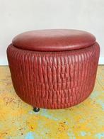 Vintage poefje, opberg poef, voetenbankje, jaren 60, Sixties, Gebruikt, Sixties, Rond, Minder dan 50 cm