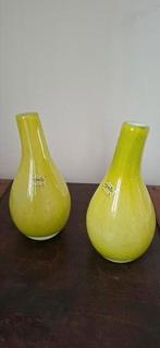 2 Fidrio groene glazen vaasjes, Ophalen of Verzenden, Minder dan 50 cm, Groen, Glas