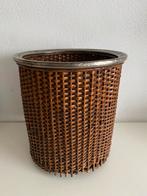 Antieke prullenbak. Metaal/hout/rotan., Ophalen of Verzenden