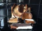 Damestas en vier accessoires, ruwe koeienhuid. Nieuw., Ophalen of Verzenden, Nieuw, Bruin, Schoudertasje