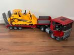 Bruder Scania oplegger met bulldozer Cat, Kinderen en Baby's, Speelgoed | Speelgoedvoertuigen, Ophalen, Zo goed als nieuw, Afstandsbediening