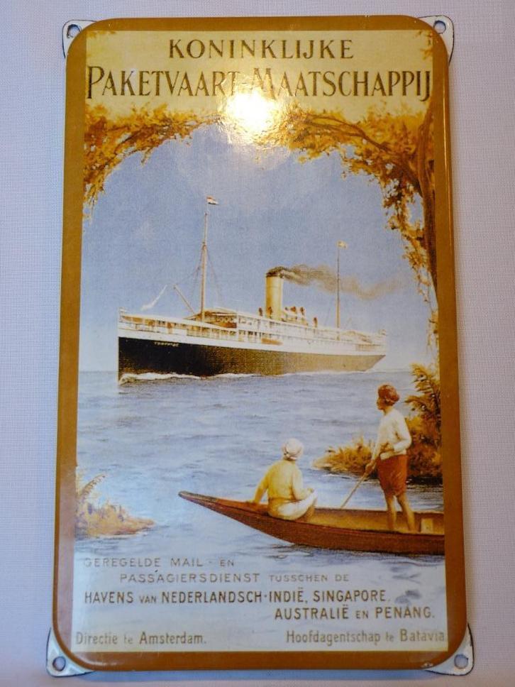 emaille reclamebord Koninklijke Paketvaart Maatschappij, Antiek en Kunst, Antiek | Emaille, Ophalen of Verzenden
