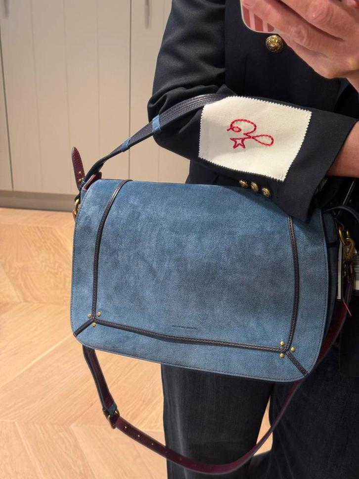 Jerome Dreyfuss Pepito L Suède Schoudertas jeans, Sieraden, Tassen en Uiterlijk, Tassen | Damestassen, Nieuw, Overige typen, Blauw