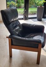 Design fauteuil G Möbel - houten frame met leren bekleding, Huis en Inrichting, Fauteuils, Ophalen, Gebruikt, Leer, Design