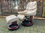 Verbluffend mooie Stressless Reno & hocker, Ophalen of Verzenden, Zo goed als nieuw, Leer, 75 tot 100 cm