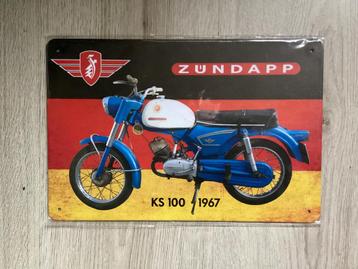 Retro ZUNDAPP KS 100 1967 reclame bord (geen emaille) beschikbaar voor biedingen