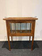 Antieke Serveerwagen / Bijzettafel met Dienblad en Glaspanel, Ophalen