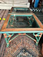 Vintage Salontafels met facet geslepen glas, Huis en Inrichting, Tafels | Salontafels, Ophalen, 50 tot 100 cm, Glas, Minder dan 50 cm