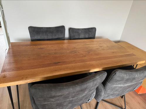Eikenhouten eettafel met 4 eetstoelen, Huis en Inrichting, Stoelen, Zo goed als nieuw, Vier, Overige materialen, Overige kleuren