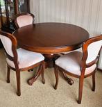Prachtige Noten eetkamertafel incl. 4 stoelen, Ophalen, Gebruikt
