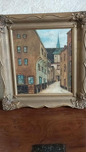 Schilderij op Eiken Paneel - Stadsgezicht beschikbaar voor biedingen