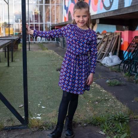 Prachtige Quapi jurk maat 146/152 bordeau rood/blauw, Kinderen en Baby's, Kinderkleding | Maat 152, Zo goed als nieuw, Meisje