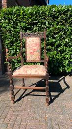 Mooie goed onderhouden fauteuil engelse Queen Anne stijl, Huis en Inrichting, Ophalen, Gebruikt, Antiek engels, houtsnijwerk, zeer goede conditie