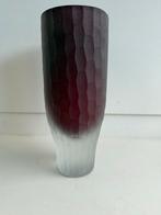 Gunther Lambert Battuto vaas rood paars melkglas, Ophalen of Verzenden, Minder dan 50 cm, Rood, Glas