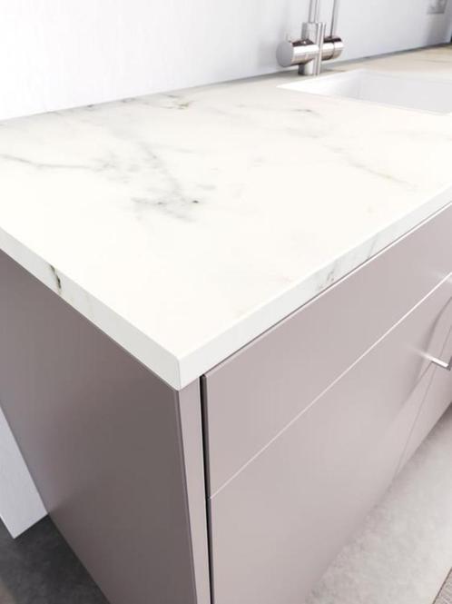 Werkblad/keukenblad Cando wit marmer 182x60x28mm(28), Huis en Inrichting, Stoffering | Vloerbedekking, Nieuw, Tapijt, Wit, Ophalen
