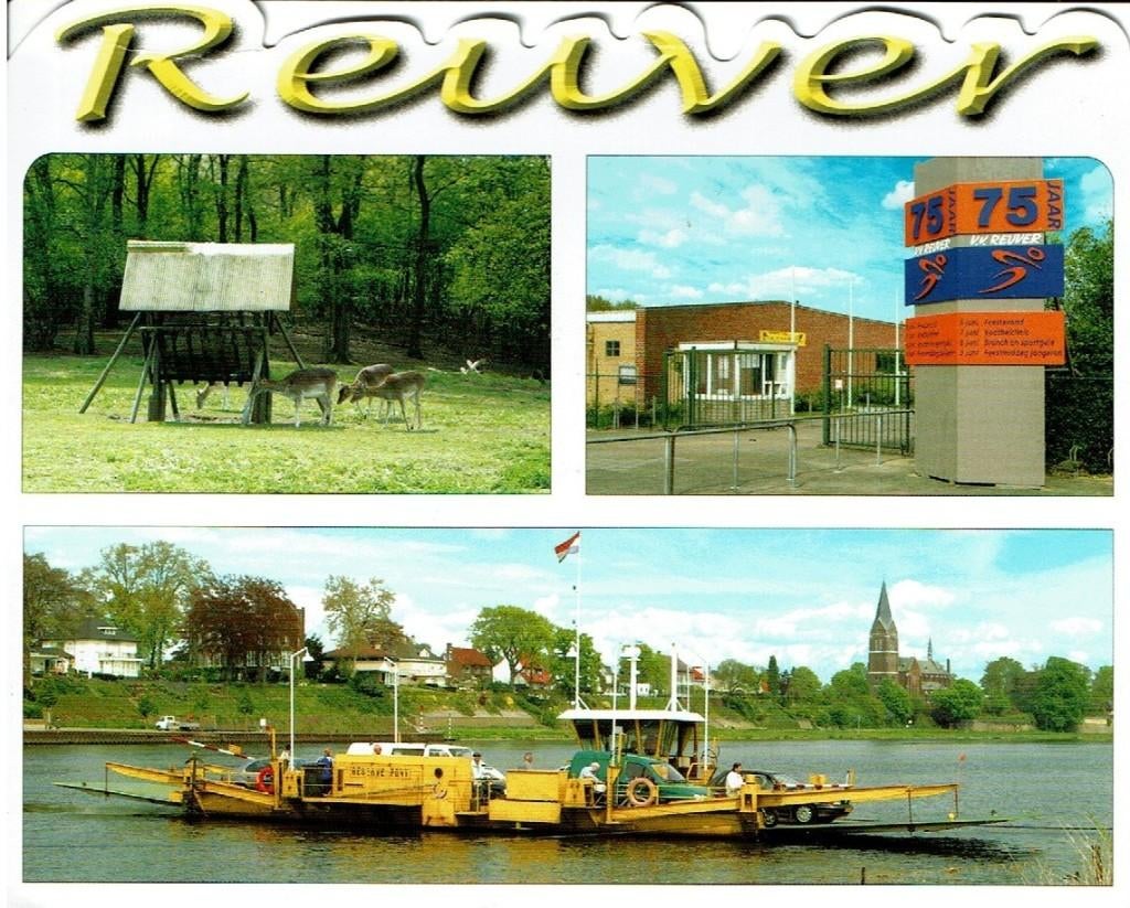 Ansichtkaart Reuver, 3-luik, veerpont, Verzamelen, Ansichtkaarten | Nederland, Ophalen of Verzenden, 1980 tot heden, Ongelopen