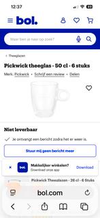 GEZOCHT theeglazen 50 cl van pickwick, Ophalen of Verzenden, Zo goed als nieuw, Overige typen