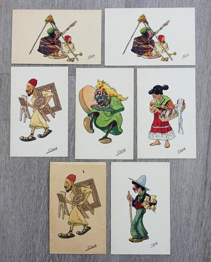 E. Herzig Ansichtkaarten (7x) Kabylië Zigeuner, Verzamelen, Ansichtkaarten | Buitenland, Ongelopen, Overig Europa, Ophalen of Verzenden