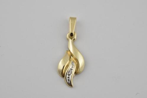 14 KARAAT GOUDEN HANGER MET DIAMANT 378-G, Sieraden, Tassen en Uiterlijk, Kettinghangers, Gebruikt, Goud, Goud, Overige voorstellingen