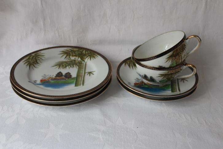 Vintage Japan Kutani geisha merk porseleinen servies 1950, Antiek en Kunst, Antiek | Porselein, Ophalen of Verzenden